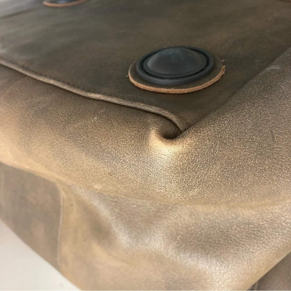 LL bean vintage brown leather weathered duffle bag